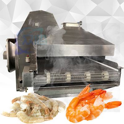 Buon prezzo 18.2KW Tunnel Shrimp Cooking Machine Stabile 11000x2200x2000mm in linea