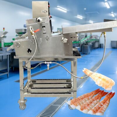 Buon prezzo Pratico taglierino automatico per gamberetti per sushi Taglierina automatica per gamberetti antierosione Certificazione CE Attrezzatura per il taglio di gamberetti sushi in linea