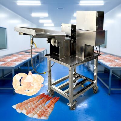 Buon prezzo Macchina di taglio di gamberetti intelligente SUS304 Anticorrosione Attrezzatura di taglio di gamberetti Certificazione CE Sushi Tagliatore di gamberetti per frutti di mare in linea