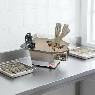 Buon prezzo Macchina di taglio per gamberetti Zolim Macchina automatica di taglio per gamberetti da 0,12 kW Macchina per pelare i gamberetti veloce Macchina per pelare i gamberetti in linea