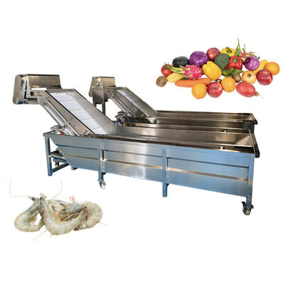 Buon prezzo Zolim 2.2KW Macchina automatica per il lavaggio a bolle di frutti di mare Cucina per la pulizia dei pesci per gamberetti Cucina per frutta 1000-1500kg/h Capacità 380V ISO certificata in linea