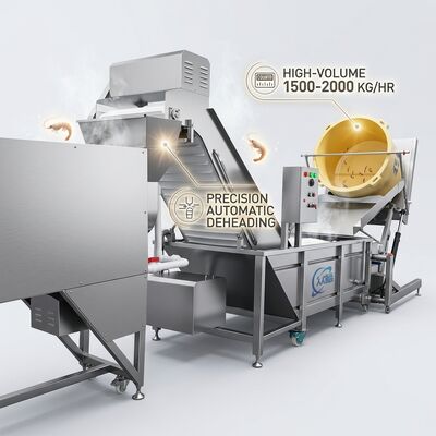 Buon prezzo Industrial Shrimp Head Separator SUS304 Stainless Steel 2000-2500KG 5.5KW 440V For Frozen Food Factory in linea