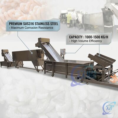 Buon prezzo Premium Shrimp Head Cutting Machine 316L Stainless Steel 1000-1500KG 3.0KW 50Hz For Prawn Processing Line in linea