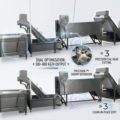 Buon prezzo Macchina portatile per la vagliatura delle teste di gamberi anticorrosiva SUS316 2000-2500KG 11,7KW 380V in linea