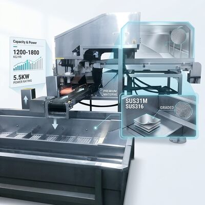 Buon prezzo Macchina per la separazione delle teste di gamberi per uso alimentare SUS304 2500-3000KG 5,5KW 440V per fabbrica di lavorazione alimentare in linea