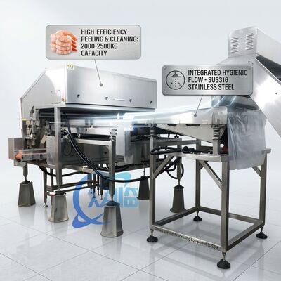 Buon prezzo Macchina igienica per la rimozione della testa di gambero a basso rumore SUS304 2500-3000KG 2.2KW 50Hz per impianto di lavorazione del pesce in linea