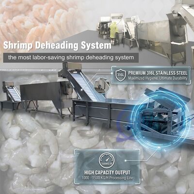 Buon prezzo Easy Clean Prawn Processing Machine Precision SUS316 800-1000KG 5.5KW 60Hz For Seafood Export Company in linea