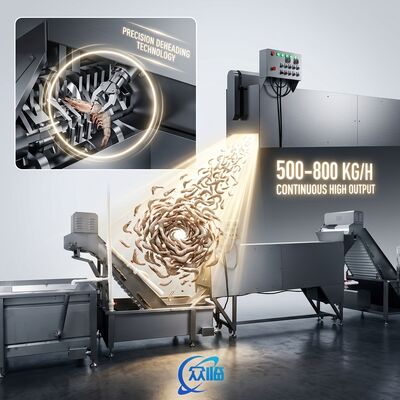 Buon prezzo Skid Mounted Shrimp Head Removal Machine SUS316L 1200-1800KG 9.0KW 60Hz For Food Processing Factory in linea