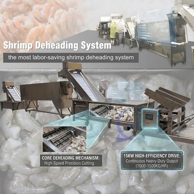Buon prezzo Sistema di rimozione della testa di gambero diretto di fabbrica in acciaio inossidabile 316L 800-1000KG 0,8KW 220V in linea